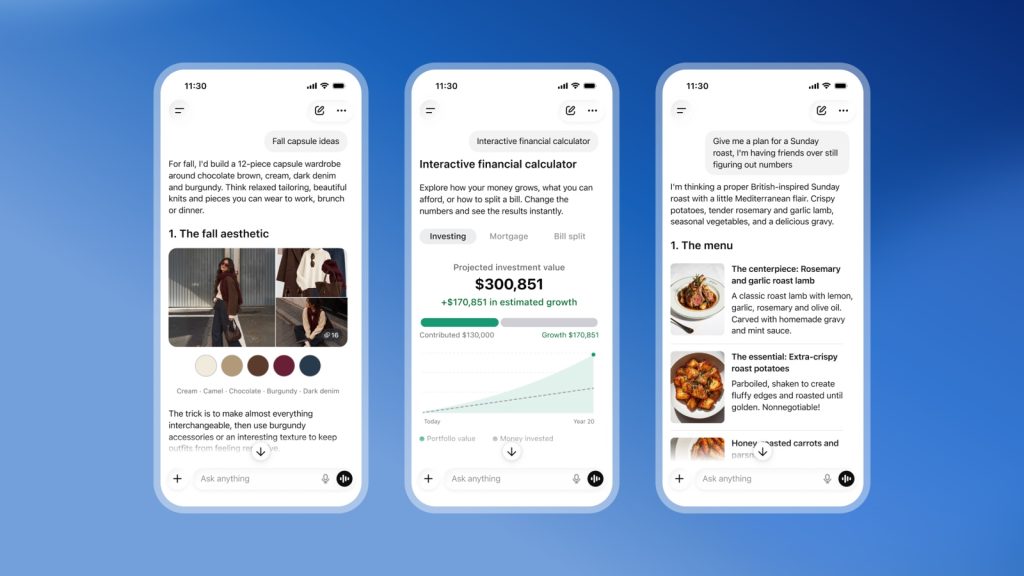 צ׳אטג׳פט בנייד עם Intelligent UI: מחשבון פיננסי אינטראקטיבי עם גרף, לצד תשובות ויזואליות